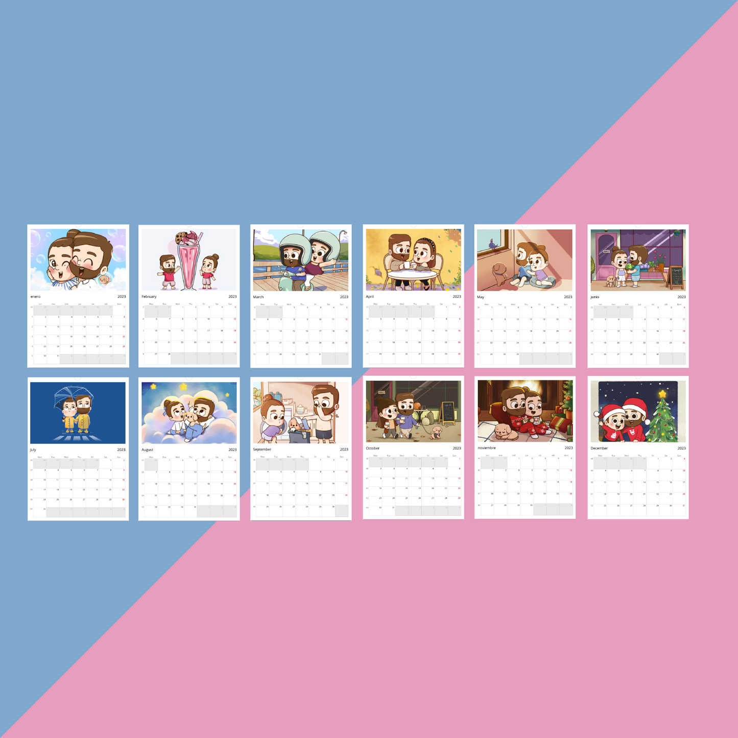 Wall calendars (US & CA) week starts on Sunday