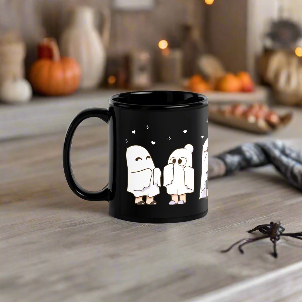 Ghost Pi & Bu - Black Glossy Mug